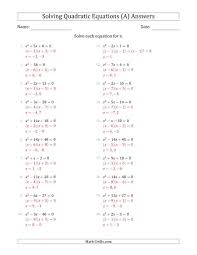 The Solving Quadratic Equations With Positive A Coefficients Of 1 A Math Worksheet Page 2 In 2020 Quadratics Quadratic Equation Solving Quadratic Equations