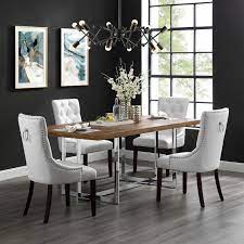 Giantex parsons chairs, set of 2 uphostered kitchen chairs w/wood legs, padded seat, linen fabric, nails, tufted dining room chairs, ideal for dining room, kitchen, living room (2, grey) 4.5 out of 5 stars 82. Owen Dining Chair Tufted Nailhead Trim Set Of 2 Transitional Dining Chairs By Inspired Home Houzz