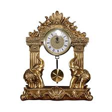 Haofay Desktop Clock Resin Vintage Retro Living Room Roman Digital Desk Clock Decorative Table Clock And Shelf Clock R Clock Antique Wall Clock Mantel Clocks