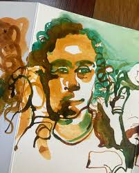 Missed the very start and very end , still this Monday morning session with  @drawingisfree_org is a touchstone to my work week that I'm so glad to  have! Ink in accordion book. #