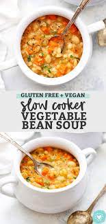 Slow Cooker Vegetable Bean Soup Gluten Free Vegan Recipe Vegan Slow Cooker Soup Recipes Slow Cooker Vegetarian Slow Cooker Recipes