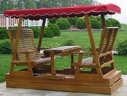 Double Canopy Glider With Table Outdoor Swing Pergola Lawn Furniture