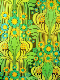 Mod 60s Green Floral Wall Paper Pattern 60s Wallpaper Pattern Art Pop Art Wallpaper