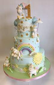 3 Tier Pastel Rainbow Unicorn Theme 1st Birthday Cake Unicorn Cake Unicorn Birthday Cake Rainbow Unicorn Cake