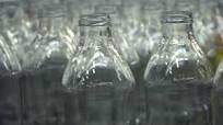 Glass bottles fresh out of production. Glass bottle texture. Stock Footage  Video