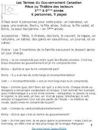 Termes Du Gouvernement Canadien Theatre Des Lecteurs 5me 8me Annee French Teaching Resources Teaching Learning Languages