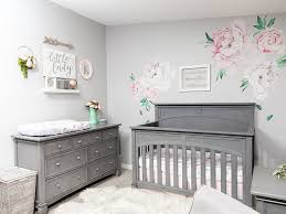 The mobile plays brahms' lullaby or a soothing sound whenever your baby needs to fall. Gray And Pink Floral Baby Girl Nursery With The Evolur Santa Fe