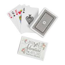 The Adventure Begins Wedding Playing Cards With Personalized Box Orientaltrading Com Personalized Playing Cards Wedding Cards And So The Adventure Begins