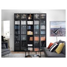 Black Billy Bookcase With White Doors Billy Oxberg Bookcase Black Brown 78 3 4x11 3 4x93 1 4 Ikea Led Cabinet Lighting Ikea Living Room Cabinet Lighting