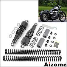 Black Shock Absorbers Slammer Suspension Drop Kits For Harley Dyna Fxd Super Glide Custom Street Bob Fat Bob Low Rider 06 17 Covers Ornamental Mouldings Aliexpress