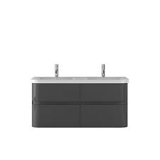 Check spelling or type a new query. Meuble Sous Vasque A Suspendre Cooke Lewis Voluto Gris Anthracite 4 Tiroirs 120 Cm Plan Double Vasque En Resine Castorama