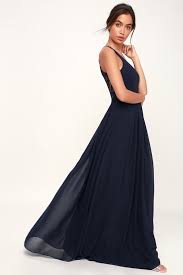 Love Spell Navy Blue Lace Back Maxi Dress
