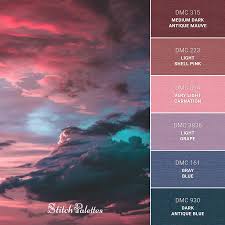 Discover beautiful sunset color palettes on color hunt. Pink Sunset Sky Embroidery Color Palette With Thread Codes