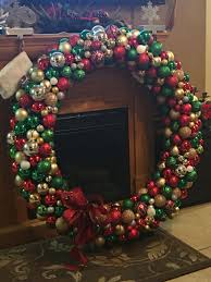Christmas Wreath Made From 2 Pool Noodles And Lots Of Christmas Bulbs B Christmas Ornament Wreath Christmas Wreaths Diy Christmas Wreaths