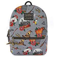 Loungefly X Harry Potter Tattoo All Over Print Mini Backpack One Size Multicolored Mini Backpack Loungefly Bag Faux Leather Backpack