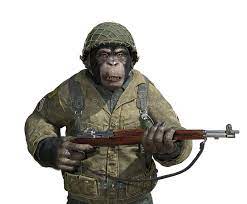 Chimp Soldier on white stock illustration. Illustration of animal -  152276638