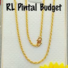 Rantai panjang, flat chain, rantai bersalut emas rantai panjang bersalut emas berkualiti tinggi. Rantai Leher Pintal Emas 916 Bajet Shopee Singapore