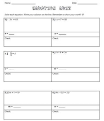 Basic Algebraic Equation Quiz With Answer Key Algebra Equations Math Classroom Quiz With Answers