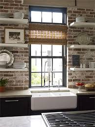 Exposed Brick Apron Sink Exposed Brick Kitchen White Brick Walls Home