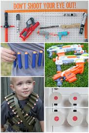 Make this easy diy nerf gun storage rack out of pvc pipe to hang them all in one place! Nerf Hacks