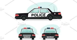 Set Of Cartoon Police Car Isolated Objects On White Background In Flat Cartoon Style Vector Illustration Cartoon Styles Police Cars Police