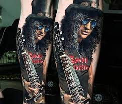 Guitar, guns n' roses, music tattoo, musician, nikko hurtado, portrait, saul hudson, slash. Slash Tattoo By Valentina Ryabova No 3392