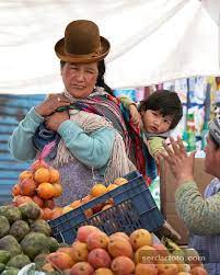 Women At The Market Chijini La Paz La Paz Bolivia Bolivia Bolivia Peru Baby Wearing