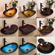 You can completely transform your bathroom with some simple and pretty cheap accessories, such as glass bathroom sink bowls. Bathroom Vessel Sink Bowl Oil Rubbed Bronze Faucet Drain Combo Tempered Glass Us Bathroom Sinks Home Garden