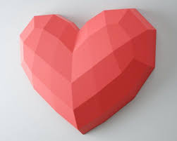 Papercraft Heart Xxl Easy Paper Craft Template Big Diy 3d Origami Decor Pdf Pattern Simple Low Poly Mod Easy Paper Crafts Paper Crafts Papercraft Templates