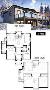 Modern Cottage House Plan With Finished Walkout Basement 4 Beds 3 Basement House Plans Lake House Plans Cottage House Plans