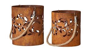 Bunte laternen für haus, garten, terrasse. 2er Set Windlicht H24cm Rost Deko Garten Laterne Gartenleuchte Rostdeko Edelrost Levandeo
