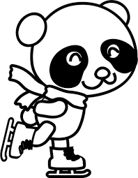 Vector illustration of skating panda coloring page | Public domain vectors
