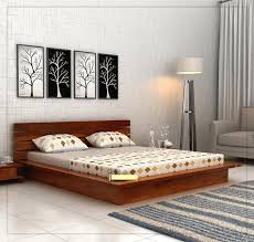 The Halo Platform Bed Will Help To Balance The Visual Weight Of The Room This King Size Sheesham Woo Wooden King Size Bed Bedroom Bed Design Bed Designs India