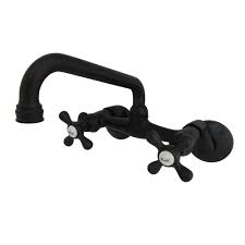 Buy products such as kritne wall mount faucet, household faucet, g1/2inch household kitchen single cold type water 360rotatable wall mount faucet faucet at walmart and save. Kingston Brass Ks213sn Wall Mount Kitchen Faucet With Cross Handles Satin Nickel 7 Bathtub Faucets Showerheads Bathtub Faucets Semo Es