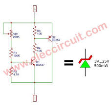 Variable Zener Diode Circuit Adjust Voltage Output Eleccircuit Com Basic Electronic Circuits Electronic Circuit Projects Diode