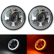 7 Led Crystal Clear Projector Headlight 4000lm 6k H4 Light Bulb Headlamp Pair