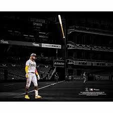 Continues to wow the baseball world with his glove and bat, adding to his rookie highlight reel by flying up (literally?) to grab a jesus aguilar liner for an out. Fernando Tatis Jr San Diego Padres Fanatics Authentic Unsigned Bat Flip After Home Run Spotlight Photograph In 2021 San Diego Padres San Diego Baseball Wallpaper