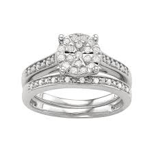 Pics of wedding ring sets. Sterling Silver 1 3 Ct T W Diamond Engagement Ring Set