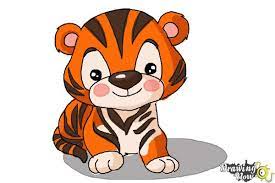 2.draw a big round eye on your head. How To Draw A Cute Tiger Drawingnow
