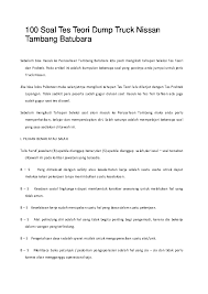 Sistem tenaga hidrolik ini dikontrol oleh main control valve, yang terdiri dari beberapa katup directional control valve. Pdf 100 Soal Tes Teori Dump Truck Nissan Tambang Batubara Husni Mubarak Academia Edu
