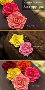Crochet Rose Applique Pattern Designed To Work For Many Types Of Projects From A Brooch And Hair Flower To Bag Or Ha Rosas De Croche Flores De Croche Croche