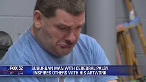 Suburban man with cerebral palsy inspires others with his artwork