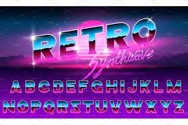 80 S Purple Neon Retro Font Futuristic Metal Chrome Letters Bright Alphabet On Dark Background Light Symbols Sign For Night Show In Club Concept Of Galaxy S Retro Font Light Symbol