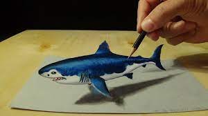 Draw another line between them to make a square. Drawing 3d Shark How To Draw 3d Megalodon Shark Awesome Trick Art Youtube