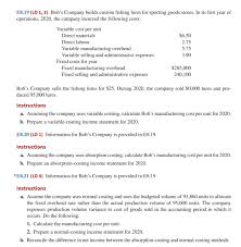 Today's bob's stores top offers: Solved E8 19 Lo 1 3 Bob S Company Builds Custom Fishing Chegg Com