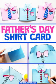 Fold the strips of paper on top of the card, the bottom corners towards the top of the tie to create a collar. How To Make A Father S Day Shirt Card Template The Printables Fairy