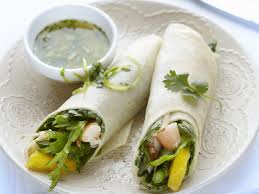 Shrimps Mango Wraps Mit Koriander Dip Rezept Rezeptideen Dressing Rezept Rezepte