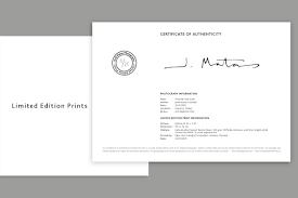 Are there any templates for photography authenticity certificates? About Limited Edition Prints