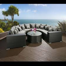 Luxury Outdoor Garden U Shape 8 Seater Sofa Group Black Rattan Wicker Rattan Outdoor Furniture Sofa Set Designs Rattan Garden Furniture