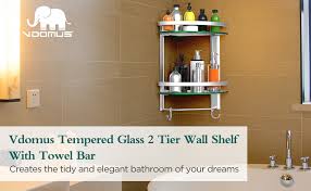 From white storage cabinets to wood storage cabinets, you'll find the right size and look for any space. Amazon Com Vdomus Bathroom Tempered Glass Corner Shelf 2 Tier Shower Shelve With Towel Bar Wall Mounted Brushed Silver Finished Kitchen Dining
